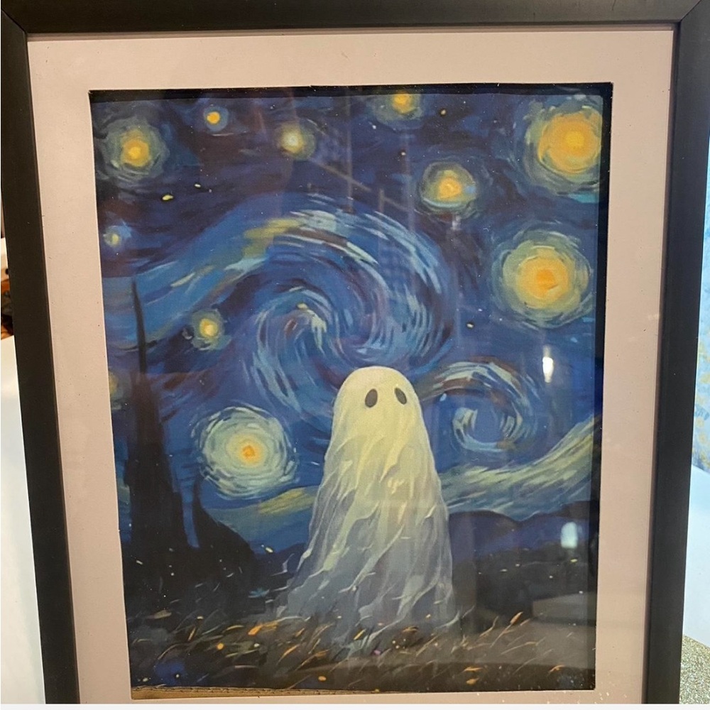 Ghost Starry Night framed 10x12 print 
  #halloween #spooky